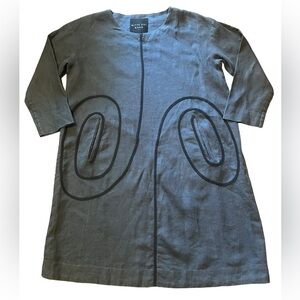 Bitte Kai Rand blue 100% linen 3/4 sleeve midi dress Lagenlook oversized pockets